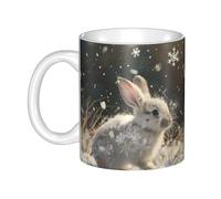 Acbnsll White rabbit under the snow Printed mug ceramic Mugs for cappuccino, latte, cereal, yogurt, milk, hot or cold drinks Micro-wave oven