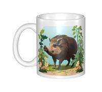 Acbnsll Wild boar in the garden Printed mug ceramic Mugs for cappuccino, latte, cereal, yogurt, milk, hot or cold drinks Micro-wave oven