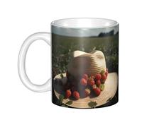 Acbnsll Wild strawberries in a straw hat Printed mug ceramic Mugs for cappuccino, latte, cereal, yogurt, milk, hot or cold drinks Micro-wave oven