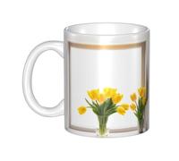 Acbnsll Yellow tulips in front of the window Printed mug ceramic Mugs for cappuccino, latte, cereal, yogurt, milk, hot or cold drinks Micro-wave oven