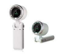 ACBREEZE - Handheld 5 speed turbo fan, Portable attachment, Folding design, Rechargeable, Long battery life(6-12 Hours), Digital display. (White)