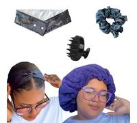 Acca Spa Easy Adjustable Handmade Hair Accessory Microfiber Hair Towel Bonnet Anti-Frizz Hair Drying Towel After Washing Wet Hair Hair Types (Navy Girl Combo, Medium)