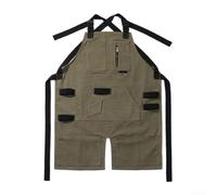 Accarugty Canvas Bib Apron, for heavy-duty Cotton With 3 Pockets, Adjustable Cross Back Straps For Men Women, BBQ Grilling Cooking Workshop Gardening Painting(Army Green)