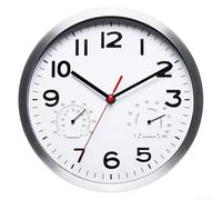 Accarugty Digital Wall Clock, With Temperature And Humidity Display, Battery Powered Silent Movement, 10 Inch Modern Design, For Living Room Kitchen Office(white)