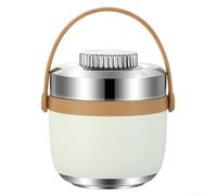 Accarugty Leak Proof Vacuum Insulated Stainless Steel Lunch Box With 2 Layer Design For Separating Main Course And Sides While Preserving Temperature(Ivory-)