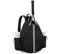 Accarugty Lightweight Pickleball Sling Bag for Crossbody or Shoulder Carry - Spacious Polyester Racket Bag with Paddle & Ball Storage, 32 x 12(BLACK)
