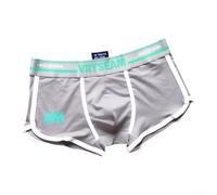 Accarugty Men Cotton Boxer Shorts Breathable Soft Trunks Classic Letter Printed Underwear, For Home Sport Daily Wear Comfortable Fit M-2XL(M Gray)