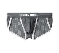 Accarugty Men Ice Silk Mesh Briefs High Fork Bulge Pouch Underwear Breathable Thin Triangle Panties Solid Color Classic Style Lingerie, For Daily Wear Comfort Fit标题2：Breathable Men(XL Gray)