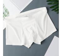 Accarugty Men's Ice Silk Boxer Briefs Mid Rise Solid Color Thin Underwear Basic Comfortable Sleep Lounge Home Hotel All Seasons Lightweight Breathable(XXL White)