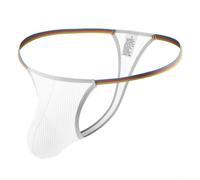Accarugty Men's See Through Mesh Briefs Low Rise Breathable Thong Underwear With Pouch Vintage Style Daily Wear G-String Shorts, For Men White Black Pink