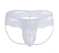 Accarugty Men's Thong Underwear, Lace See-Through Low Rise Pouch