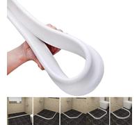Accarugty Pvc Shower Water Stopper Strip 1M Flexible Bathroom Dam Barrier Seal For Curbless Showers Windproof Waterproof Retention Threshold Guard Easy Install White