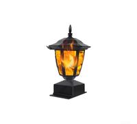 Accarugty Solar Powered Flickering Flame Post Light, Ip44 Waterproof Outdoor Led Landscape Lighting With Realistic Dancing Fire Effect For Garden Deck Fence Patio Walkway Driveway