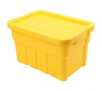 Accarugty Storage Box With Lid, Stackable PP Plastic Bins For Vertical Organisation, Secure Lids Prevent Spillage, Ideal For Camping, Car, Home And Classroom Use(Medium Mango Yellow)