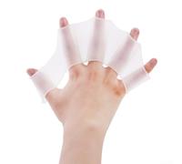 Accarugty Swimming Gloves Silicone Webbed Finger Flippers, Soft Hydrodynamic Paddles For Enhanced for propulsion, Ideal For Pool Training Surfing Diving Water for polo Adults(M White（one pair）)