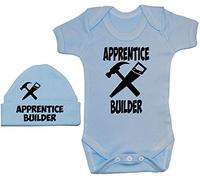 Acce Products Apprentice Builder Baby Bodysuit/Romper & Beanie Hat - 6-12 Months - Blue