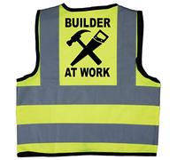Acce Products Builder Baby/Children/Kids Hi Vis Safety Jacket/Vest Size 1-2 Years Yellow Optional Personalised On Front