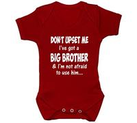 Acce Products Don't Upset me I've got a Big Brother & I'm not Afraid to use him…Baby Bodysuit/T-Shirt/Romper - 3-6 Months - Red