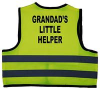 Acce Products Grandad's Little Helper Baby/Children/Kids Hi Vis Safety Jacket/Vest Size 1-2 Years Yellow Optional Personalised On Front