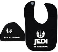 Acce Products Jedi in Training Baby Feeding Bib & Beanie Hat/Cap Set Black - 0-3 Months - Black