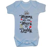 Acce Products Mummy Will You Marry Daddy Baby Grow, Bodysuit, Romper, T-Shirt - 12-18 Months - Blue