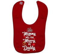 Acce Products Mummy Will You Marry Daddy Baby Infant Feeding Bib Touch Attach 0 to approx 3 Years - Red