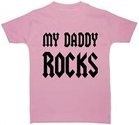 Acce Products My Daddy Rocks Children's Kids Toddler Baby Short Sleeved T-Shirt Top - 6-12 Months - Pink