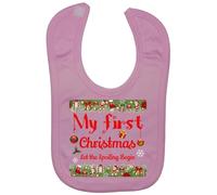 Acce Products My First Christmas Let The Spoiling Begin Colour Baby Feeding Bib Touch Attach 0 to approx 3 Years - Black