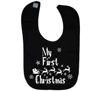 Acce Products My First Christmas With Sleigh Baby Nursery Feeding Bib Touch Attach - Black