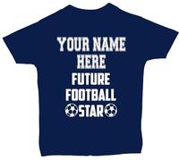 Acce Products Personalised Future Football Star with Optional Name and Number on Back Baby, Children, Kids, Toddler T-Shirt Tops - 2-3 Years - Blue