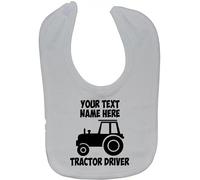 Acce Products Personalised Tractor Driver Baby Infant Feeding Bib Touch Attach 0 to approx 3 Years