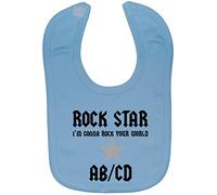 Acce Products Rock Star (I'm gonna rock your world) AB/CD Baby Feeding Bib Touch Attached 0 to approx 3 Years - Blue