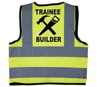 Acce Products Trainee Builder Baby/Children/Kids Hi Vis Safety Jacket/Vest Sizes 0 to 8 Years Optional Personalised On Front (WITH Front Wording 1-2 Years, Yellow)