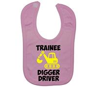 Acce Products Trainee Digger Driver Baby Feeding Bib Touch Attach 0 to approx 3 Years - Pink