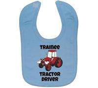 Acce Products Trainee Tractor Driver Red Pic Baby Infant Feeding Bib Touch Attach 0 to approx 3 Years - Blue