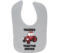 Acce Products Trainee Tractor Driver Red Pic Baby Infant Feeding Bib Touch Attach 0 to approx 3 Years - White