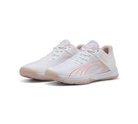PUMA Women's Accelerate Turbo W+ Indoor Court Shoe, White-Glowing RED-Rose Quartz-Alpine Snow, 4 UK
