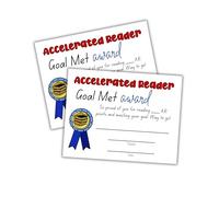 Accelerated Reader AR Goal Met Achievement Award Certificate 30pk 8.5x11” Classroom Student Reading Library Summer Recognition Elementary