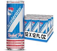 Accelerator Energy Drink Sugar Free, Rocket Pop 12oz can(12 pack) Zero Sugar Energy Drinks with Sustained Energy from 100% Natural Caffeine (200mg) & Green Tea extract