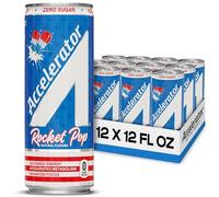 Accelerator Energy Drink Sugar Free, Rocket Pop 12oz can(12 pack) Zero Sugar Energy Drinks with Sustained Energy from 100% Natural Caffeine (200mg) & Green Tea extract