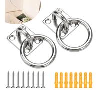 AccEncyc M8 Heavy Duty Ceiling Hooks Stainless Steel Pad Eye Hooks 2 Pack Square Wall Mount Ring Hooks Ceiling Hooks for Outdoor Indoor