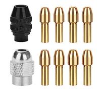 AccEncyc 10Pcs Drill Chuck Collet Set for Dremel with 4485 Brass Collet Set 4486 Keyless Chuck for Dremel Rotary Tool 1/32" to 1/8" Keyless Drill Chuck Brass Chuck Collet Nut for Dremel