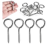AccEncyc 2.5 Inch Screw Eye Hooks10 Pack Stainless Steel Screw Eyes Heavy Duty Screw in Eye Hooks Self Tapping Eyelet Screw Eye Bolts for Wood, Securing Cables Wires