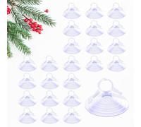AccEncyc 24Pcs Suction Cups with Loops Window Suckers with Ring Car Glass Windshield Sunshade Suction Cups Aquarium Heater Suction Cups Glass Suction Pads for Seasonal Xmas Decorations (Clear)