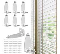 AccEncyc 8 Set Blinds Brackets Metal Hold Down Brackets with Screws and Anchors, Blind Holder Replacements for Mini Blinds, Door Blinds, RV Window, Venetian Blinds and Vinyl Blinds