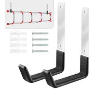 AccEncyc Heavy Duty Garage Hooks, 2Pcs Stainless Steel Wall Mount Hooks, 50lb Weight Capacity, for Garden Hose, Bike, Ladder, Tool Organizer (Medium)