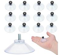 AccEncyc Suction Cup 40 mm Glass Suction Pads Clear PVC Sucker Pads Suction Holder Without Hooks for Bathroom Wall Door Glass Window Car Shade (Black, 12pcs)