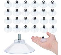 AccEncyc Suction Cup 40 mm Glass Suction Pads Clear PVC Sucker Pads Suction Holder Without Hooks for Bathroom Wall Door Glass Window Car Shade (Black, 24pcs)