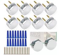 AccEncyc Upgraded 3-5mm Frameless Mirror Mounting Hardware 8 Pack Dual-Screw Fixing Mirror Mounting Kit with Heavy Duty Long Screws and Anchors