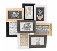 accent by nielsen 3D Wooden Collage Picture Frame for 8 Photos 4x6in, Mixed Wood Finishes